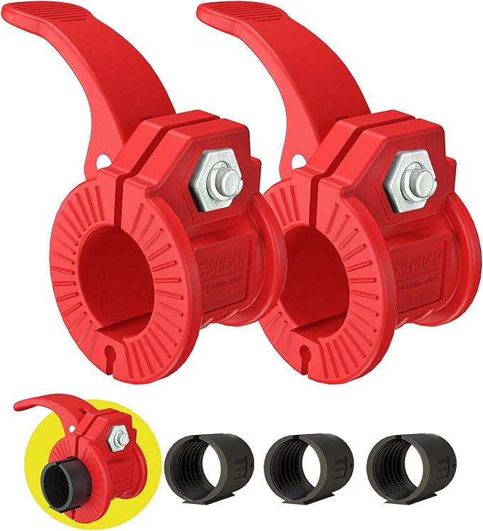 ZY-HUAN Barbell Clips 1 inch Barbell Clamps 0.9-1.18inch Quick Release Weight Clips for Bars Multi-Size Adjustable Olympic Barbell Clamps (All red 0.9-1.18inch)
