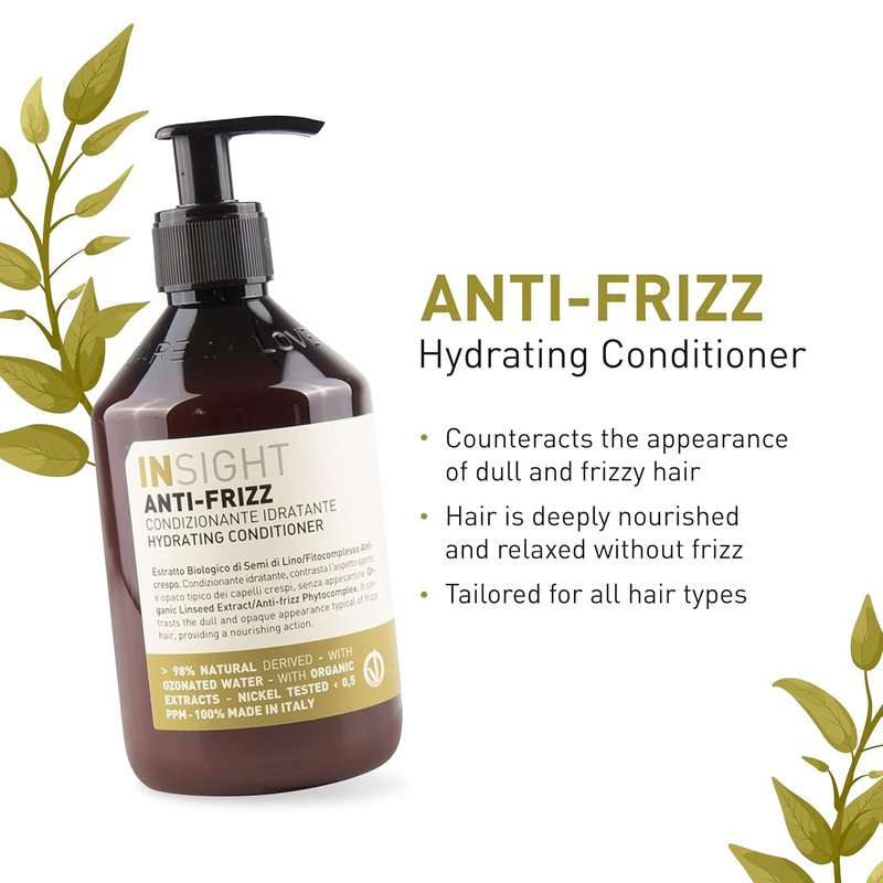 Insight Clean Beauty Anti Frizz Conditioner - Hydrating Vegan Formula with Organic Linseed Extract | 13.5 fl oz