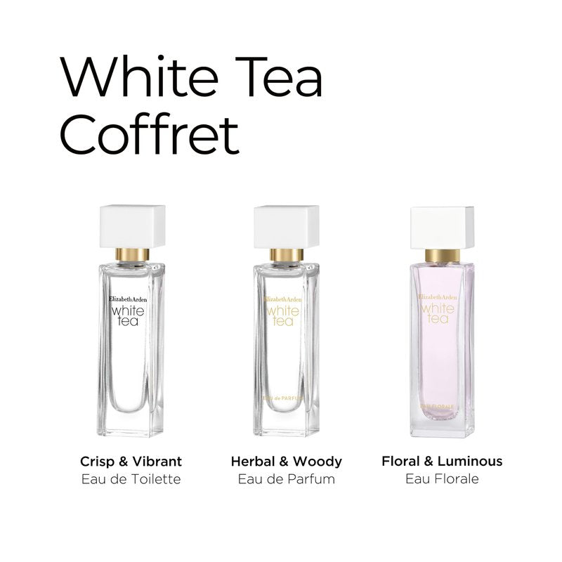 Elizabeth Arden White Tea Women's Perfume Gift Set, 3-Piece Mini Fragrance Discovery Set, Includes Eau de Parfum and Eau de Toilette, Travel Sized, 3 count (Pack of 1)