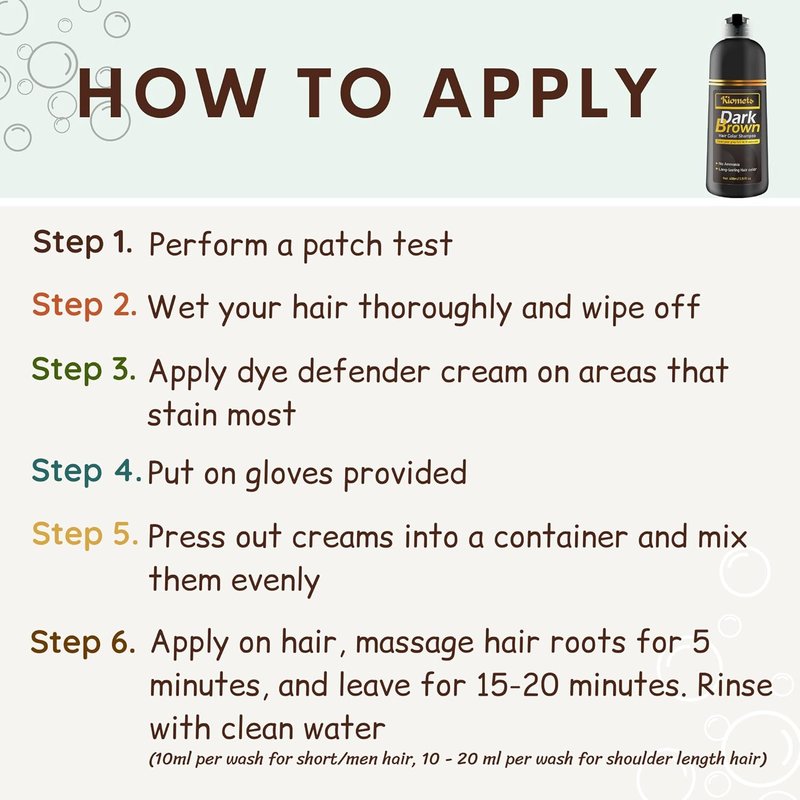 Dark Brown Hair Dye Shampoo - Ammonia-Free Formula for 100% Grey Coverage | 400ml Pack of 2