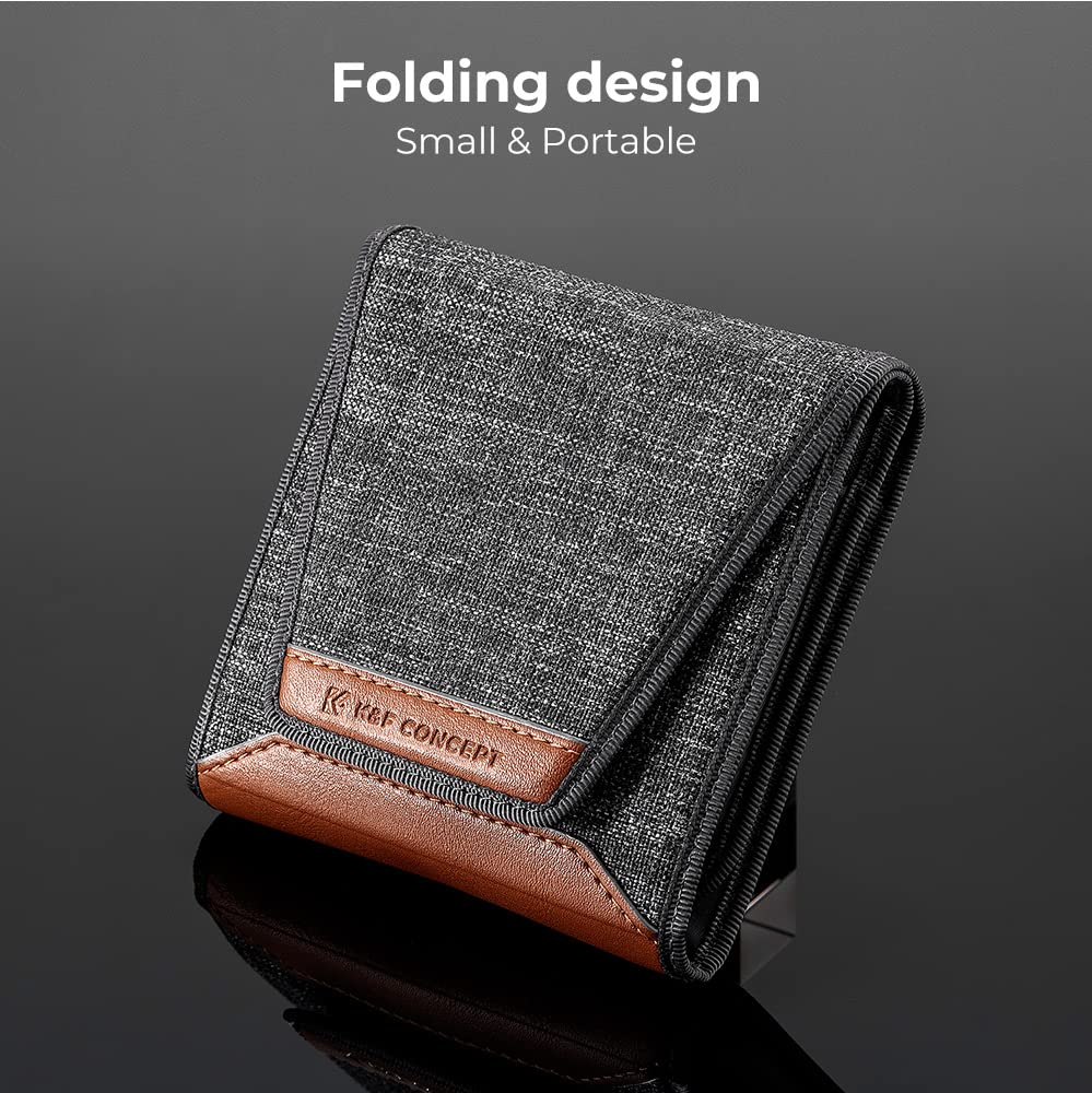 K&F CONCEPT Lens Filter Pouch, Lens Filter Case 3 Pocket Professional Photography Filter Holder Belt Bag Pouch Water-Resistant and Dustproof for Filter Up to 82mm