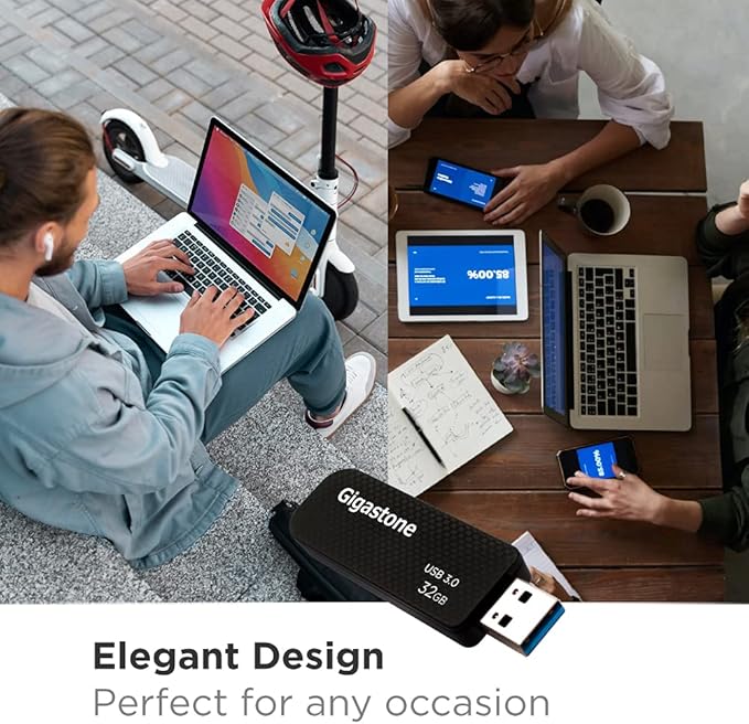 GIGASTONE 32GB USB 3.2 Flash Drive 10-Pack, 80MB/s High-Speed Data Transfer, Carbon Fiber Design, Retractable