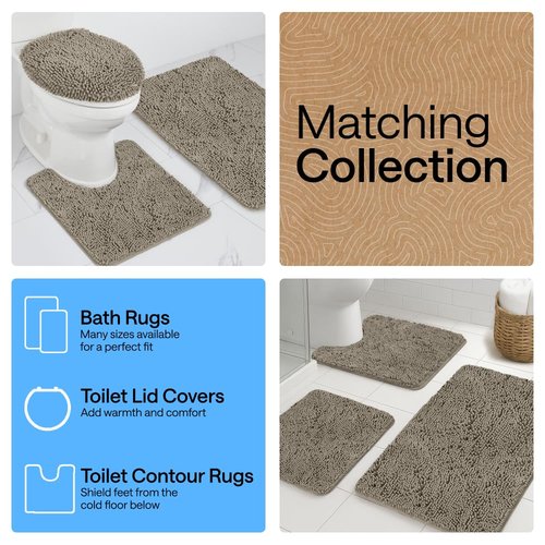 GORILLA GRIP Bath Rug Mat 44x26, Thick Soft Absorbent Chenille, Quick Dry Microfiber Mats, Rubber Backing Washable Shower Floor Rugs, Bathmat Runner, US Designed Bathroom Home Decor Accessories Latte