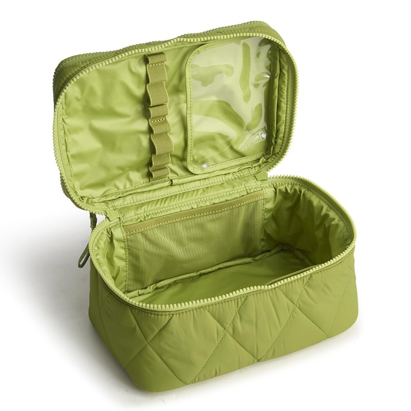 Vera Bradley Women's Featherweight Brush Up Cosmetic Case, Spinach Green, One Size