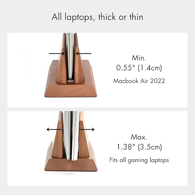 ZMARKRAFT® Vertical Laptop Stand, Solid Wood Organizer for MacBook