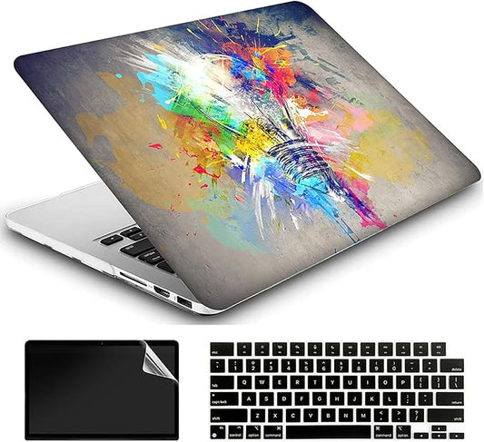 AMCJJ Compatible with MacBook Air 13 Inch Case 2017 2016 2015 2014 2013 2012 2011 2010 Release A1466/A1369, Plastic Hard Shell Case & Keyboard Cover & Screen Protector - Colorful Bulb