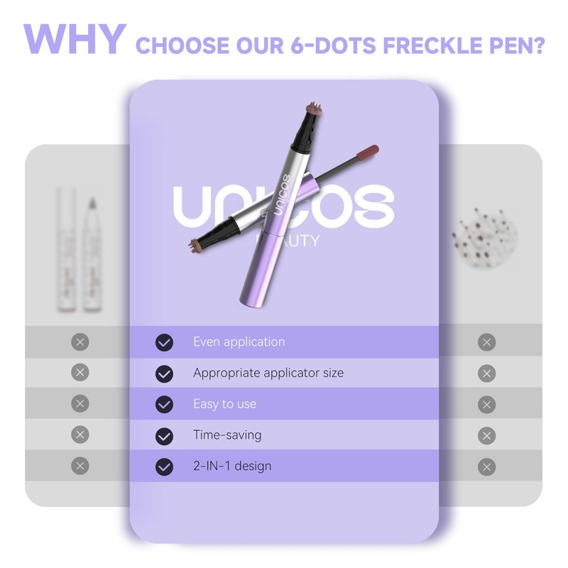 Unicos Freckle Stamp, 2-IN-1 Freckle Pen with Blush, Faux Freckle Stamp, Natural Makeup, 5 Sec Quick-drying, Waterproof, Long-Lasting, Easy to Use, Gifts for Her, Sunkiss