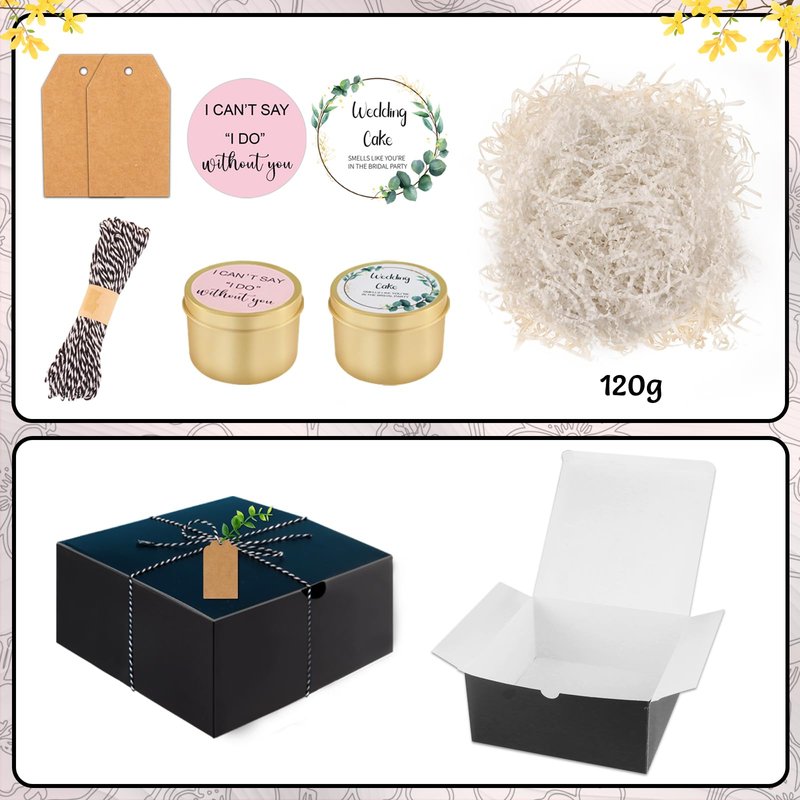 CITYCHALET 49Pcs Bridesmaid Gifts Set of 4 Black,Maid of Honor Proposal Gift Boxes Set,Cosmetic Bag Scented Candle Jewelry Box Metal Hair Clip Knot Bracelet Bachelorette Party Bridal Shower