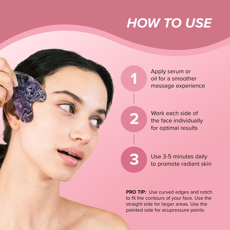SKIN GYM Sculpty Heart Amethyst Gua Sha Face Sculpting Tool & Face Massage Tool, Anti-Aging Guasha Tool for Face Under Eye Bags, Puffy Eyes & Fine Lines | Face lifting, Face & Jawline Sculptor