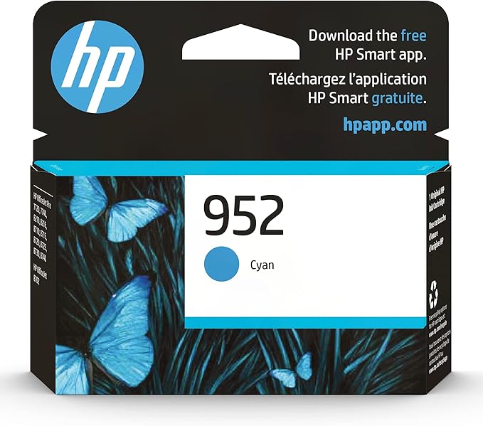 HP 952 Cyan Ink Cartridge | Works OfficeJet 8702, OfficeJet Pro 7720, 7740, 8210, 8710, 8720, 8730, 8740 Series | Eligible for Instant Ink | L0S49AN