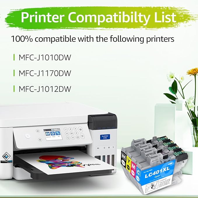 greencycle LC401XL Ink Cartridges for Brother Printer Replacement for LC401XL Ink Cartridges Black & Color 4 Pack Compatible with MFC-J1010DW MFC-J1170DW MFC-J1012DW MFC-J1800DW Printer