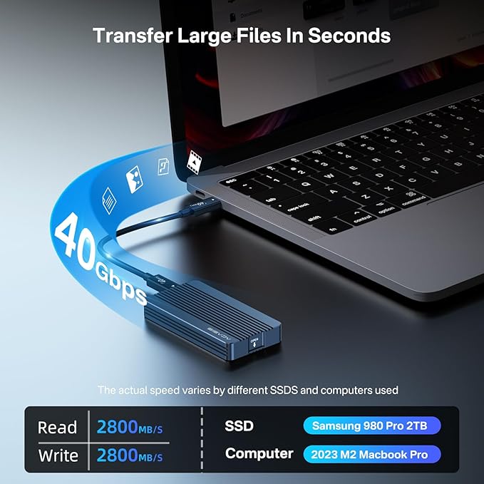 ACASIS 40Gbps M.2 NVMe SSD Enclosure for Thunderbolt 4/3/USB4, with Tool-Free Installation, Aluminum Heat Sink & Noiseless Design, Supports 2280-2230 SSDs for M1/M2 Pro/Max.