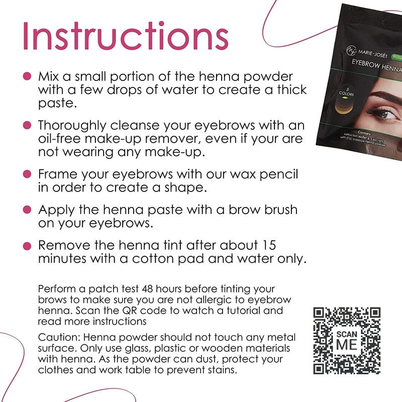 Marie-José Henna Dye Set - Professional Henna Tint Kit for Spot Coloring - Covers Grey Hair - Root Touch Up - Good for 50 Applications (Starter Kit)