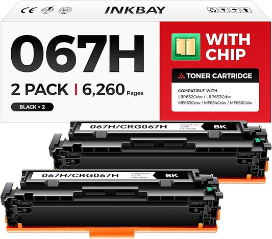 067H 067 Black Toner Cartridge 2-Pack MF656Cdw MF654Cdw High Yield Replacement for Canon 067 067H Toner Compatible for Canon Color imageCLASS LBP632Cdw LBP633Cdw MF652Cdw MF653Cdw Laser Printer Ink