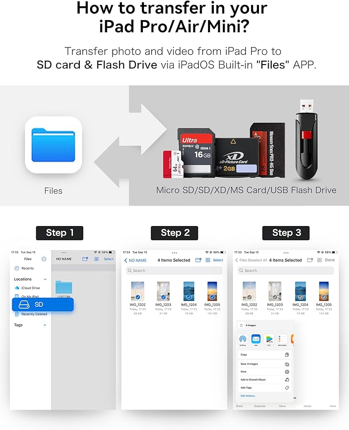 ChiaoPio USB C SD Card Reader, 5 in 1 USB-C to Memory Card Adapter with SD MicroSD MS Memory Stick XD Picture Slots & USB Female Port Compatible with iPhone 15 iPad Mac MacBook Pro/Air/Mini Laptop