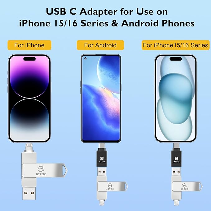 True Capacity 256GB MFi Certified iPhone Photo Stick, 3-in-1 Flash Drive