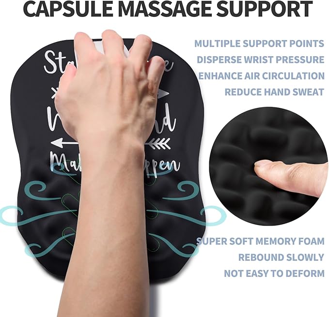 Gleamtide Ergonomic Raised Mouse Pad Wrist Support with Bilateral Slope Memory Foam Mousepad for Wrist Rest and Carpal Tunnel Pain Relief 11.8x7.9〃Inspirational Quotes