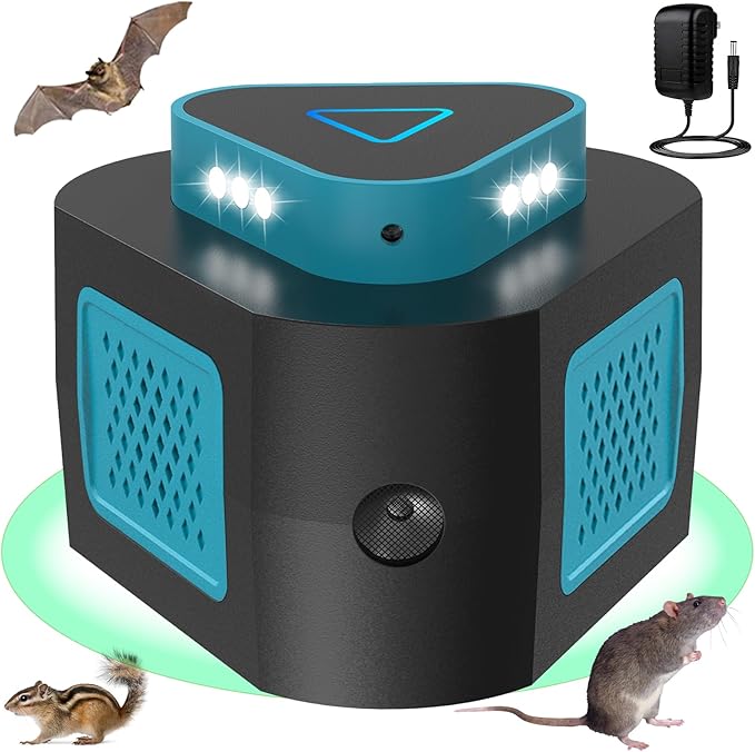 2025 360°Ultrasonic Pest Control Repellent Plug in for Rodent Mice Rat Spider Ant Bug Squirrel Bats Roach,4 Mode Switching Mouse Repellent Device for Basement House Garage Kitchen(1pcak)