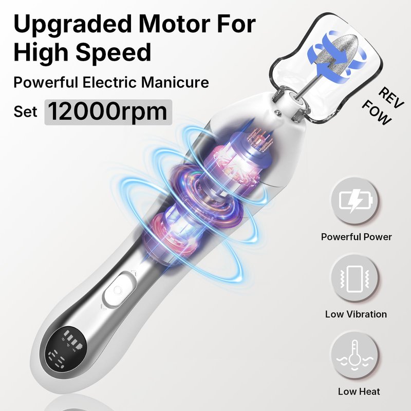 Nail Drill with LED Display ,Manicure Pedicure 10-Speed Cordless Electric Nails File,Rechargeable,10 in 1 Nail Drill Professional Ideal for Home, Beginners,Women