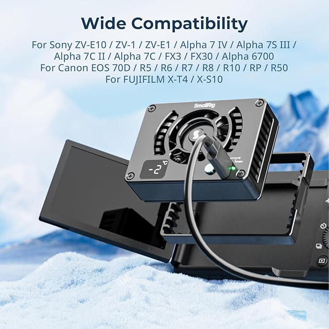 SMALLRIG Camera External Cooling System for Sony/for Canon/for FUJIFILM, Snap-On Cooling Fan with TEC Cooling Module for Sony ZV-E1/A7 IV/A6700/FX3, for Canon R5/R6, for FUJIFILM X-T4/X-S10