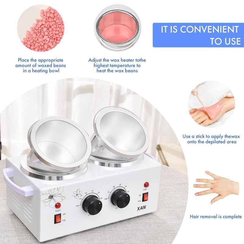 Portable Waxing Kit - Dual Pot Wax Warmer Machine for Smooth Hair Removal | Ideal for Home Use
