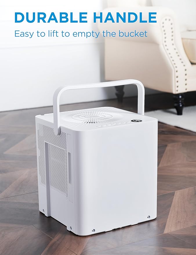 Midea Cube 35 Pint Dehumidifier for Basement and Rooms at Home for up to 3,500 Sq. Ft., Smart Control, Compatible with Alexa (White), Drain Hose Included