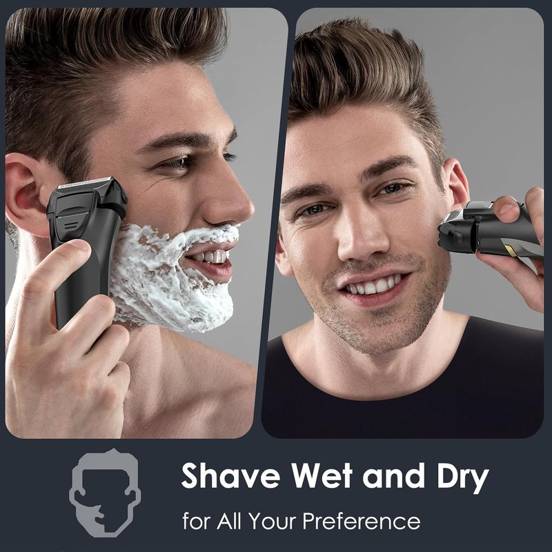 Electric Razor for Men Face, Electric Shavers for Men, Cordless Rechargeable Waterproof Foil Shaver with LED Display for Beard Trimming（Black）