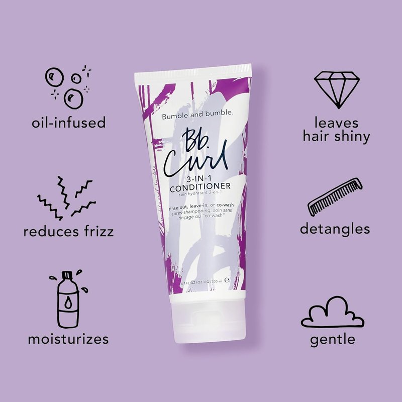 Bumble and Bumble Curl 3-in-1 Conditioner - Leave-In, Rinse Out & CoWash | Anti-Frizz, Color Safe for Curly Hair with Jojoba & Coconut Oil