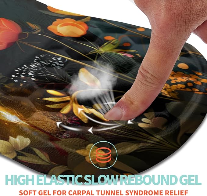 Kuosgm Ergonomic Mouse Pad Wrist Support with Memory Foam Massage Bulge, Carpal Tunnel Pain Relief Mousepad Wrist Rest for Mouse(12x8 inch, Midnight Forest)