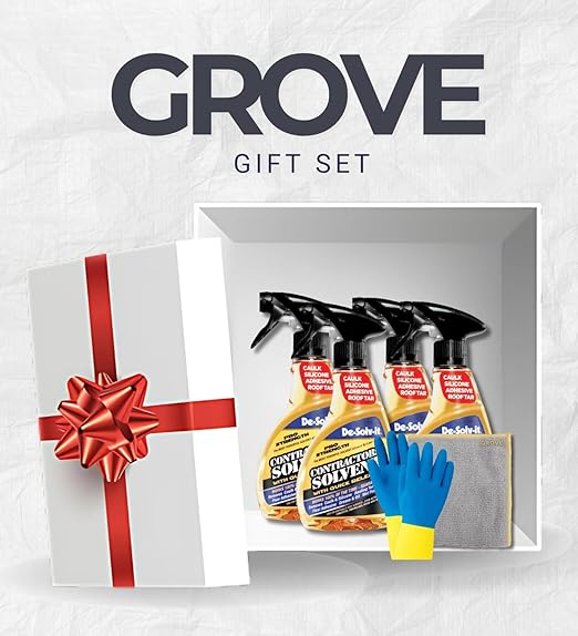 4x Contractors Solvent Citrus Scent by De-Solv-it 32 oz Liquid Bundle with Microfiber Cloth + Cleaning Gloves – Heavy-Duty Degreaser Spray – Adhesive, Tar, and Grease Remover – Gift Set (6 Items)