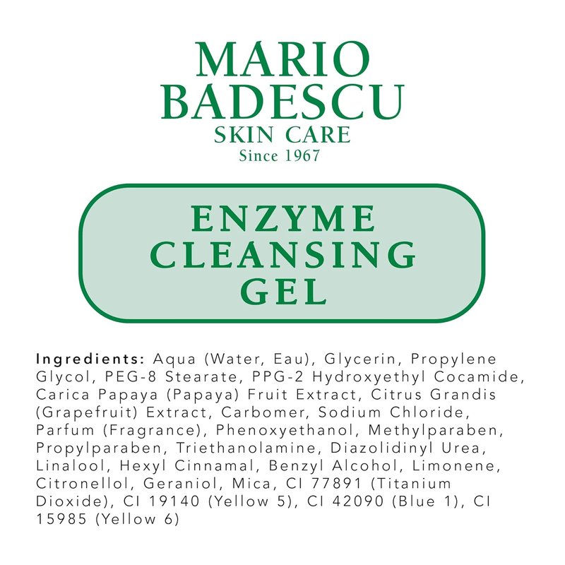 Mario Badescu Enzyme Cleansing Gel - Oil-Free Facial Cleanser with Papaya & Grapefruit Extract | Exfoliating for All Skin Types