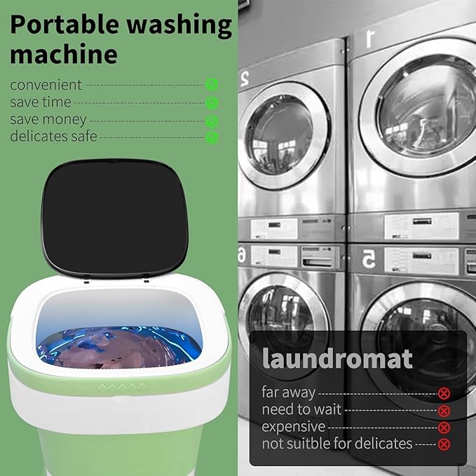 Mini Portable Washing Machine, Upgraded Washer with Spin Basket Laundry Machine, 3 Cleaning Modes Suitable for Small Clothes, Foldable Design Ideal for Hotel,Apartment, Home and Campain