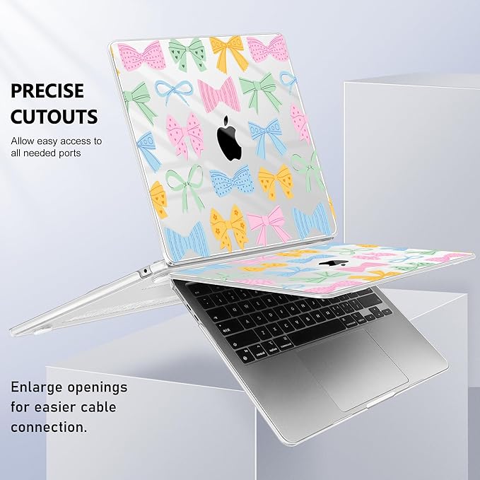 Lepeoac Case for 2026/2025/2024/2023 MacBook Air 15-inch Laptop Release M5 A3448 /M4 A3241 /M3 A3114 /M2 A2941, Stylish Protective Hard Shell Cover for MacBook Air 15.3 inch, Colorful Bow