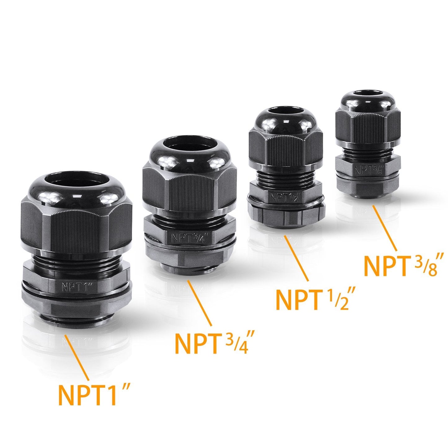 XHF 5 Pcs 3/4" IP68 Strain Relief Nylon Cord Grip NPT Cable Glands Adjustable UL Listed and RoHS Compliant (Black)