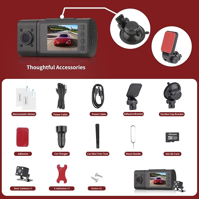Dash Cam, 3 Channel Dash Cam Front and Rear Inside, Interior Car Camera, 2.5K/1440P Single Fr,Fr+Interior, Front+Rear Dash Camera for Cars Taxi with Night Vision, Parking Monitor 1S Recording