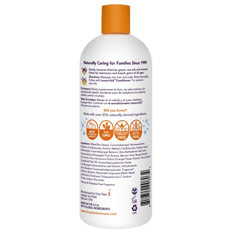 Fairy Tales Sun & Swim Lifeguard Kids Clarifying Shampoo - Chlorine Removal Swim Shampoo for Kids - Removes Green Pool Tones, Sea Salt & Mineral Buildup - Citrus Scent - 32 oz