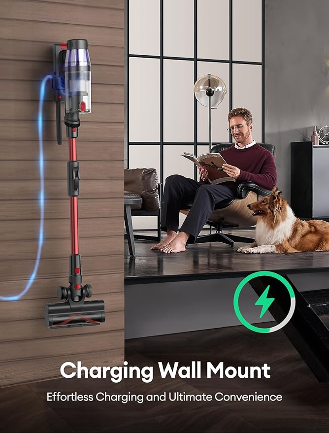 Ultenic Cordless Vacuum Cleaner, 600W 55Kpa 60Mins Vacuum Cleaners for Home, with 180°Bendable Wand, Anti-Tangle Brush, Charging Dock, Stick Vacuum Cordless for Pet Hair/Carpet/Floor/Car