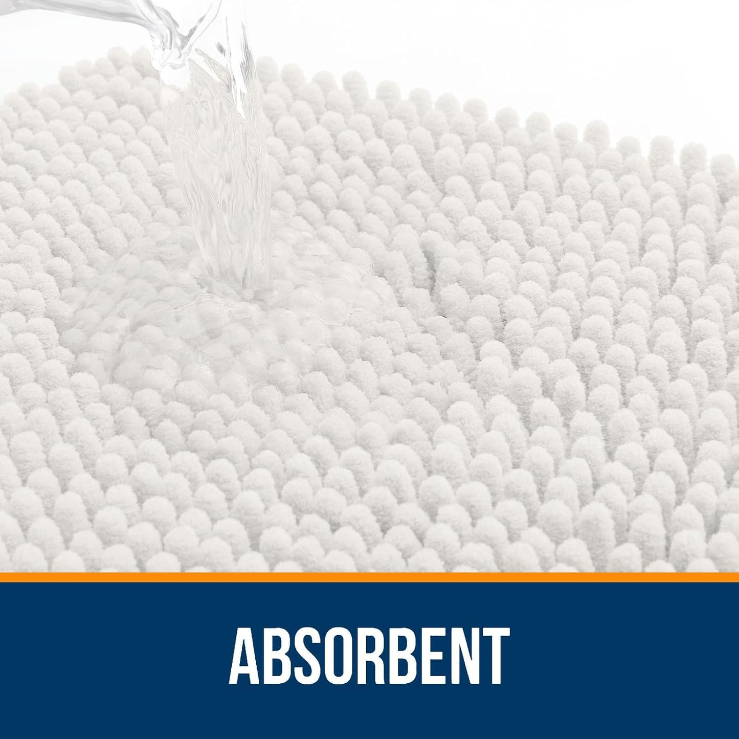 OLANLY Bathroom Rugs - Extra Soft Absorbent Chenille Bath Mat | Quick-Dry, Machine Washable, Ivory 34x21
