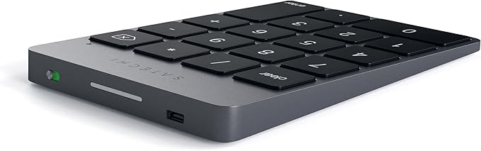 Satechi Slim Aluminum Bluetooth Keypad, Wireless Number Pad with 18 Keys, Micro USB Rechargeable Numpad, External Number Pad for MacBook Air/Pro/Neo, iPad Air/Pro, iMac, PC - Space Gray