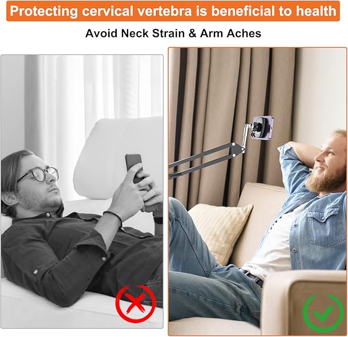 VRIG Overhead Phone Mount Stand for Bed with Magsafe, Articulating Arm Cell Phone Holder for Desk, Cell Phone Holder for Live Streams, Zoom Calls, Online Teaching, Selfies, Remote Working