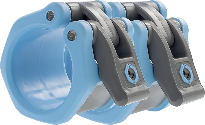 Lock-Jaw Barbell Collars HEX Olympic Barbell Clamps 2 Pcs – Heavy Duty Bar Clamps for 2” & 50mm Olympic Bars – Secure Weight Bar Clamps for Strength Training & Home Gym Accessories – Light Blue