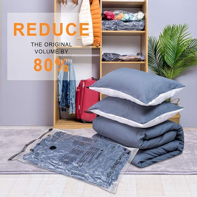 GONGSHI Vacuum Storage Bags, Space Saver Seal Bags For Clothing, Travel Luggage,Blankets, Comforters, Pillows, Clothes Storage.16 Combo