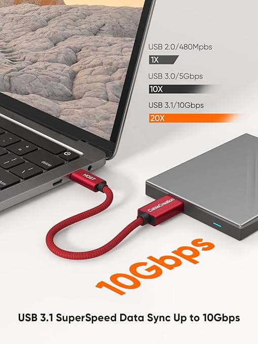 CableCreation USB C to Micro B Short Cable 1FT, 10G Micro B to USB C 3.1 External Hard Drive Cable for iPhone 15/16/17,Samsung Galaxy S24,Seagate WD Westgate My Passport,MacBook Pro/Air, iPad/Tablet