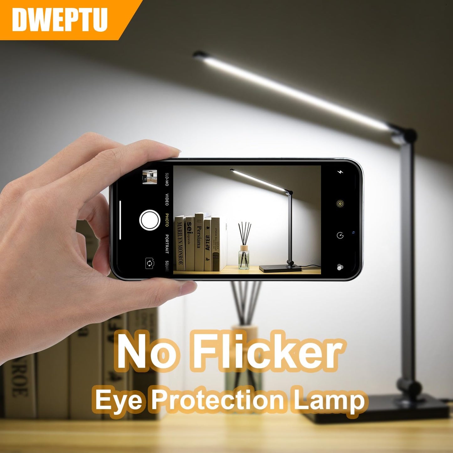 DWEPTU Rechargeable Desk Lamp LED Desk Lamps Eye-Caring Desk Lamps Dimmable Office Lamp with USB Chager Touch Control for Home Office Student Dormitory