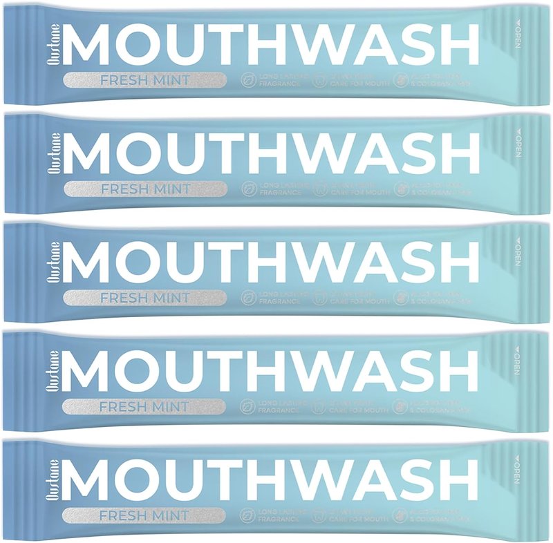 Fresh Mint Mouthwash - Alcohol-Free Travel Size Packets | 15ml, Long-Lasting Freshness (20 Pack)