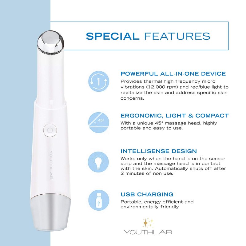 YOUTHLUX Heated Eye Wand - Eye & Face Massager Tool with Vibration | Tired Eyes, Brighter Under Area, Redness Relief, Product Absorption, Smoother Skin & Relaxing Massage | Rose Gold