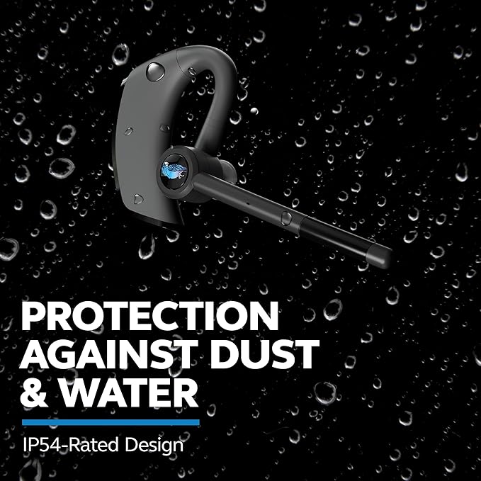 BlueParrott M300‑XT SE Mono Bluetooth Wireless Headset, 80% Noise Cancelling Open‑Ear Earpiece for Everyday Driving and Work Calls, Compact with IP54 Protection, 14 Hours Talk Time, Black