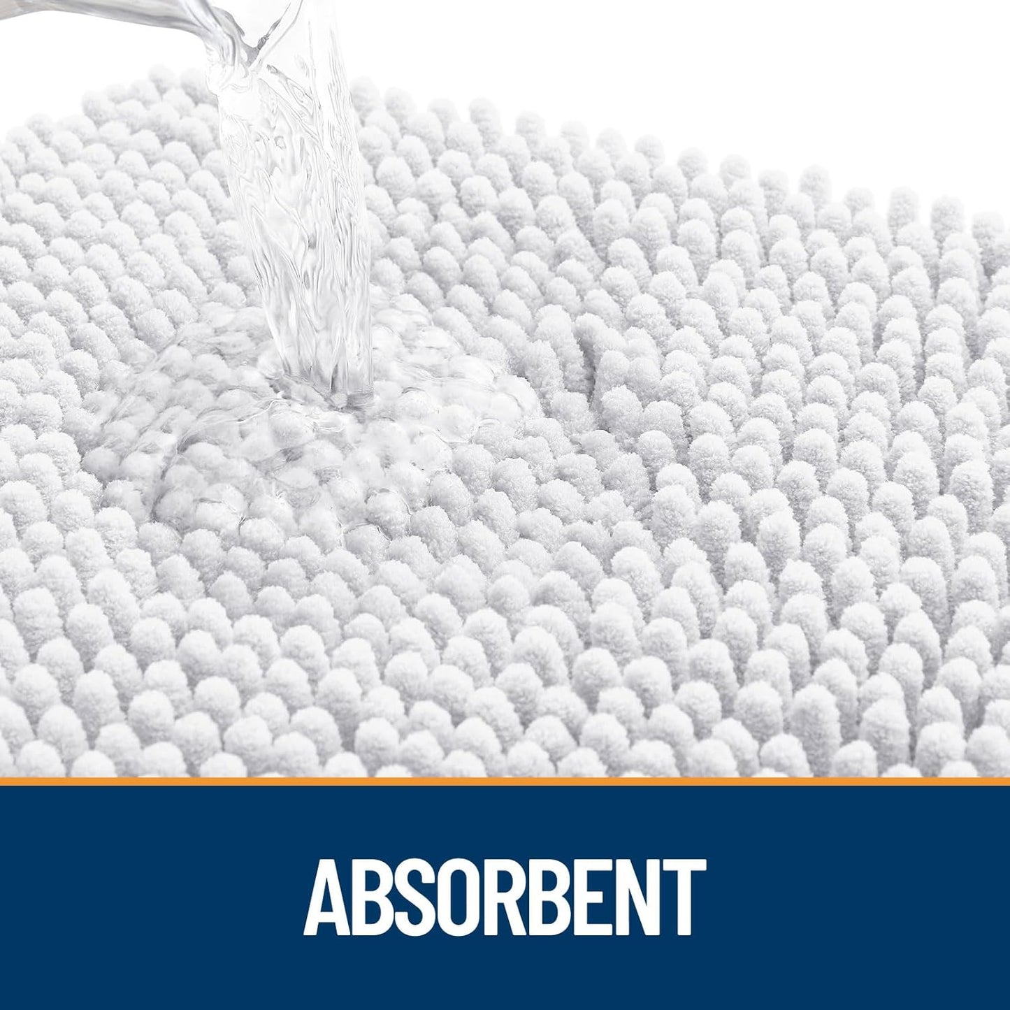 OLANLY Dog Door Mat - Absorbent Non-Slip Chenille Mat for Muddy Paws | 54x32, Quick Dry, White