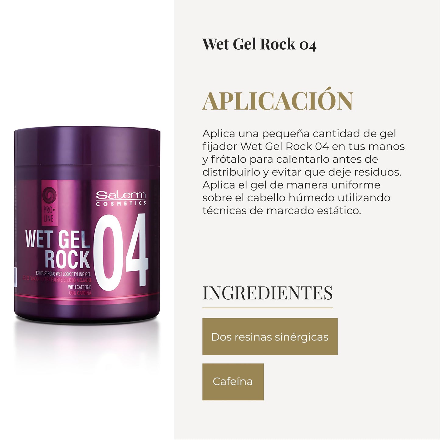 SALERM - Hair Styling Gel - Pro Line Wet Gel Rock 04-500 ml - Long-Lasting Strong Hold - Wet Effect - with Caffeine and Fixative Resins - Leaves No Residue - Flexible Styling