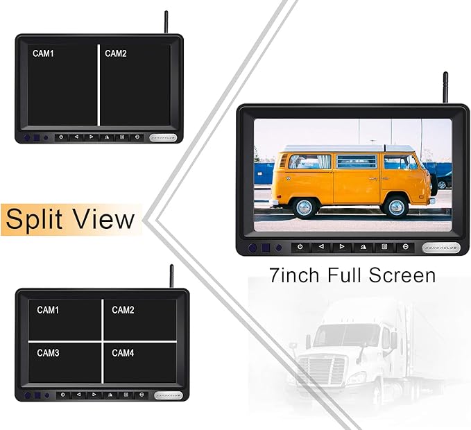ZEROXCLUB 1080P FHD Digital Wireless Backup Camera System Kit for RV/Truck/Trailer/Van/Bus,Night Vision,7inch HD LCD Monitor,IP69 Waterproof Rear View Camera No Interference Record-HW02-M